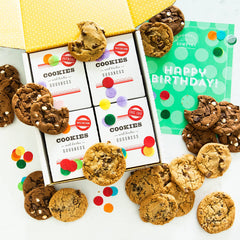 Two dozen Birthday Cookie Comforts product image with package insert with text "Happy Birthday"