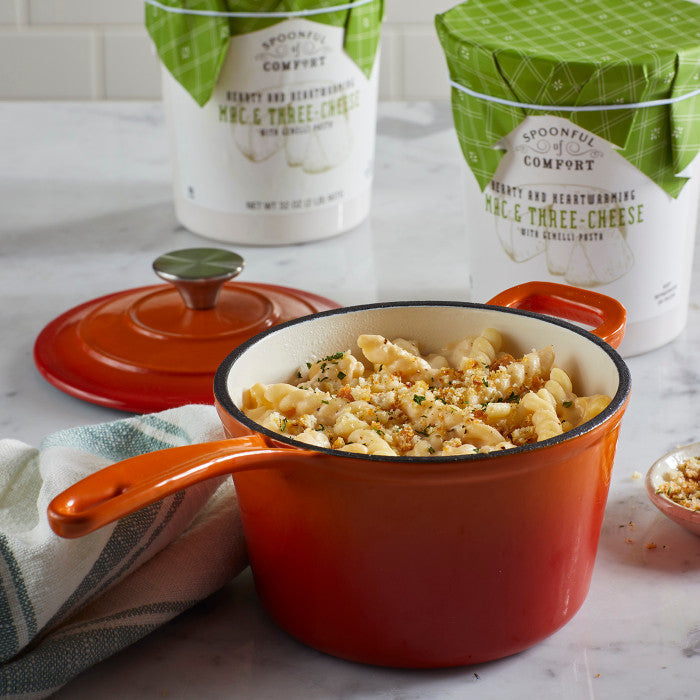 Mac and Cheese in a red pot