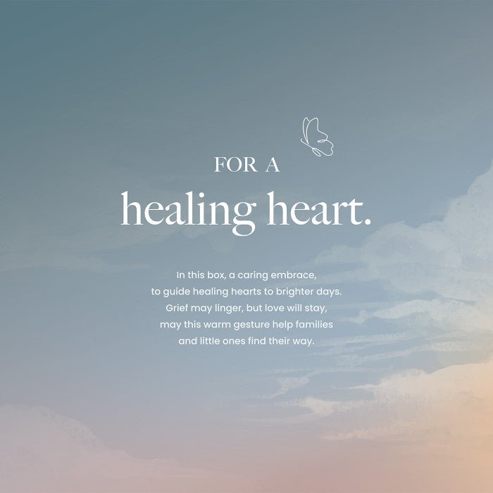 Card with a soft sky background that reads âFor a healing heart,â with smaller supportive message text below.